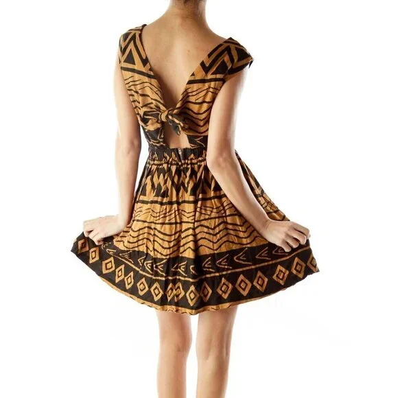 MINKPINK Brown Black Tribal Print Dress - Picture 3 of 3